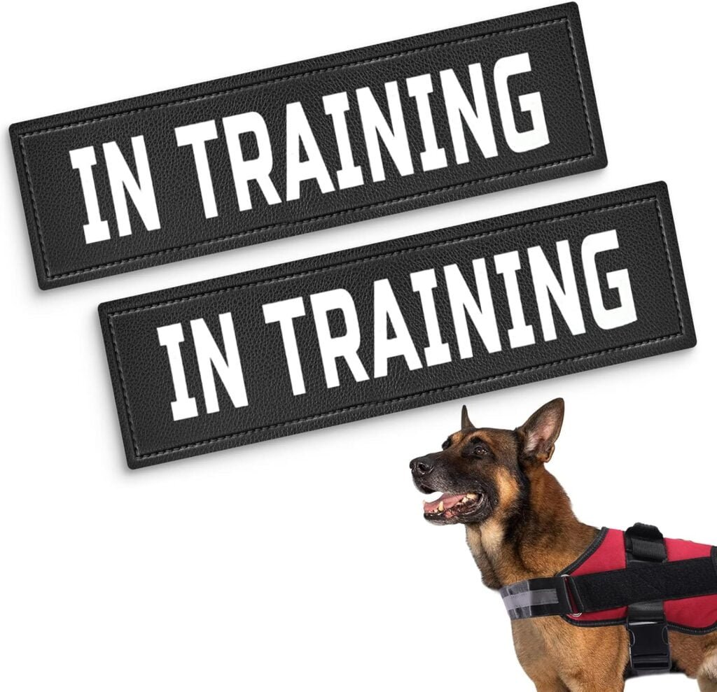 Dog Vest Patches, Service Dog/in Training/Emotional Support/Therapy Dog/DO NOT PET PU Patches - 2 Free Removable Dog Tags for Dog Harness, Collar Leash Dog Vest Patches, Service Dog/in Training/Emotional Support/Therapy Dog/DO NOT PET PU Patches - 2 Free Removable Dog Tags for Dog Harness, Collar Leash