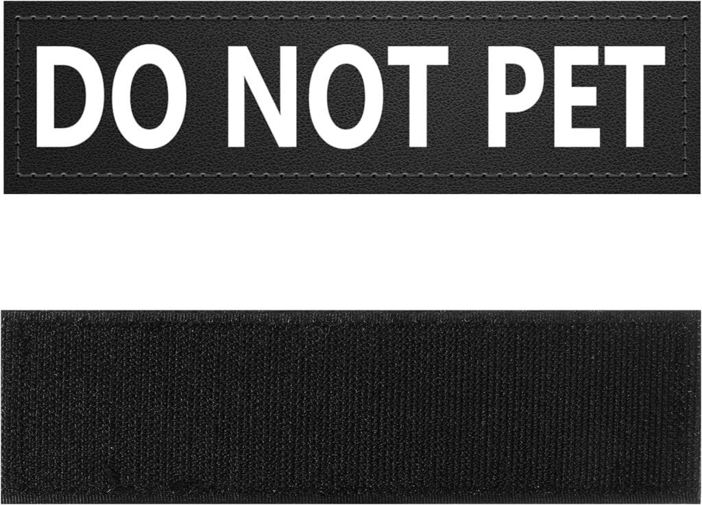 Dog Vest Patches, Service Dog/in Training/Emotional Support/Therapy Dog/DO NOT PET PU Patches - 2 Free Removable Dog Tags for Dog Harness, Collar Leash Dog Vest Patches, Service Dog/in Training/Emotional Support/Therapy Dog/DO NOT PET PU Patches - 2 Free Removable Dog Tags for Dog Harness, Collar Leash