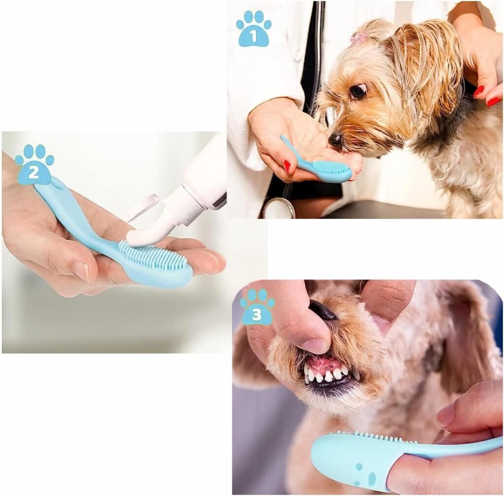 Finger Toothbrush with Handle for Dogs and Cats – Super Soft Silicone, Finger Insert Style (3-Count)