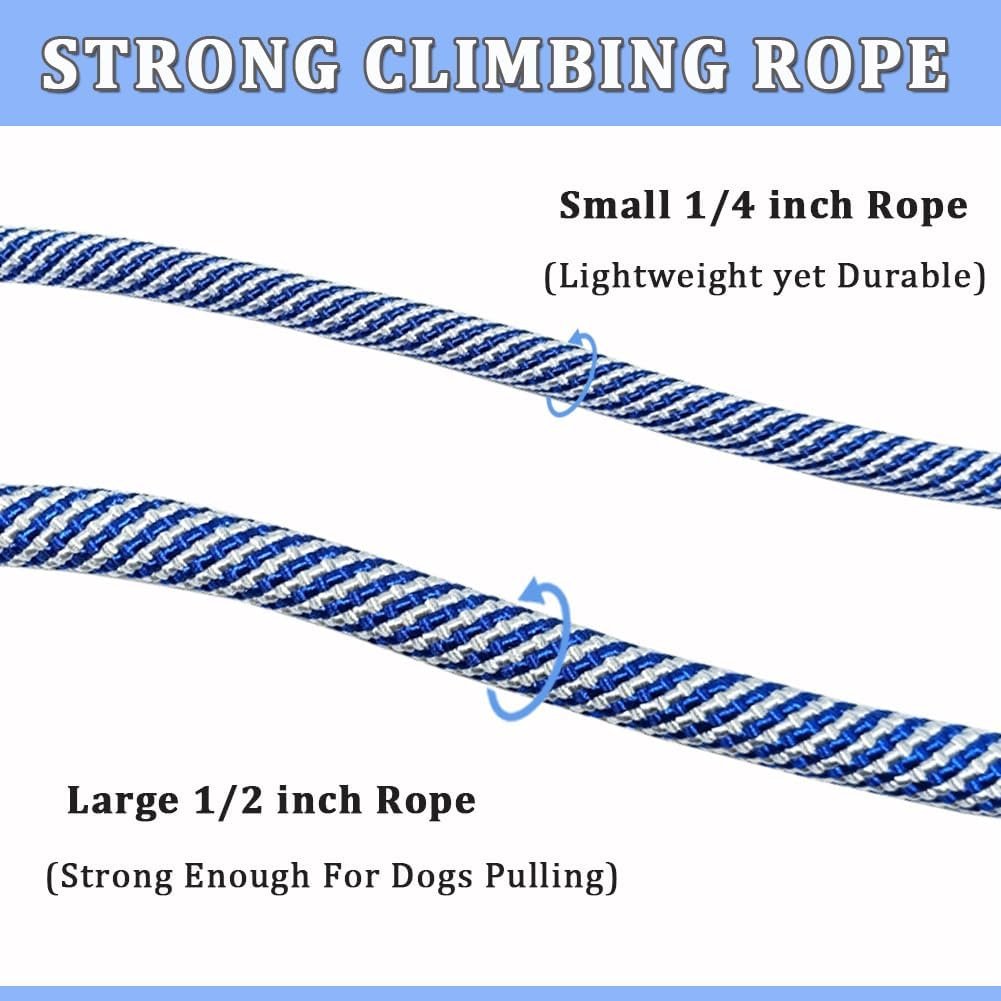 MayPaw Heavy Duty Rope Dog Leash, 3/4/5/6/7/8/10/12/15 FT Nylon Pet Leash, Soft Padded Handle Thick Lead Leash for Large Medium Dogs Small Puppy