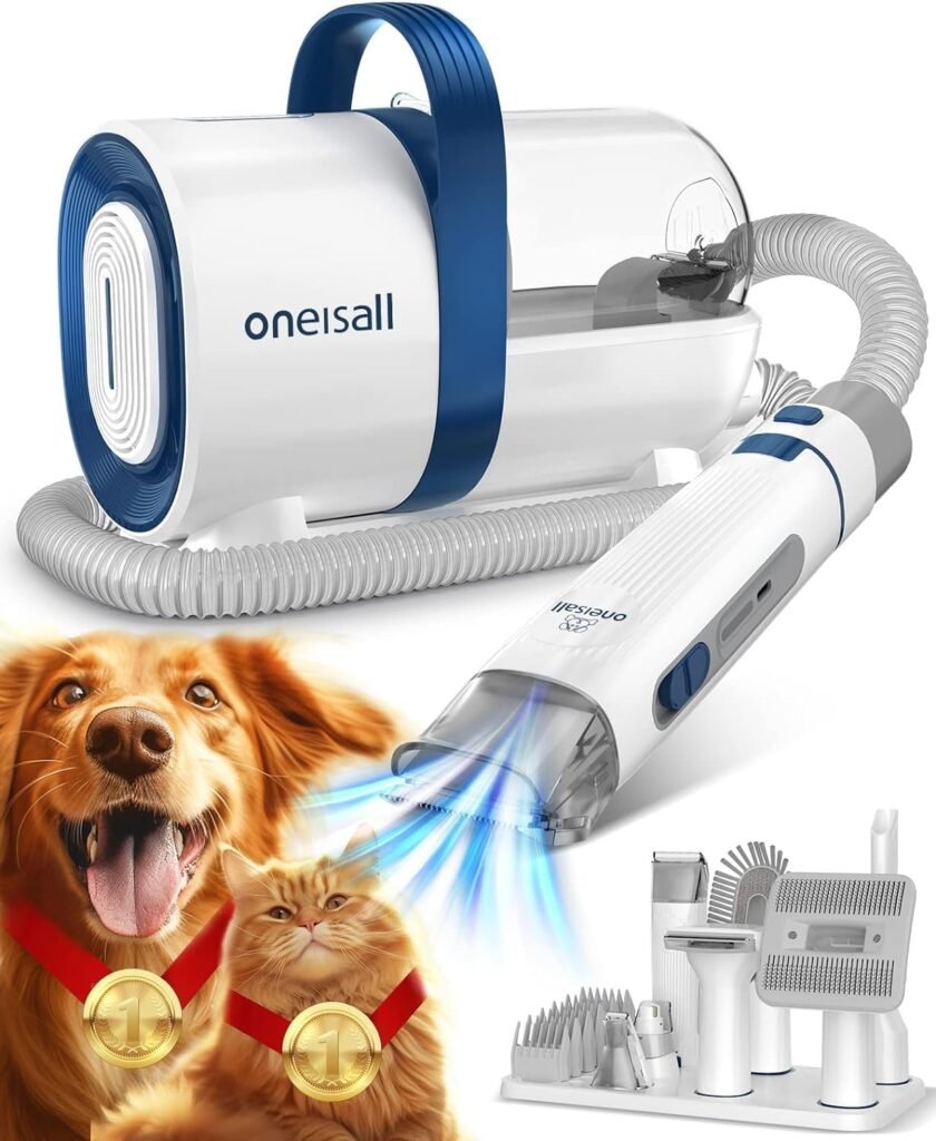 oneisall Dog Hair Vacuum Dog Grooming Kit, Pet Grooming Vacuum with Pet Clipper Nail Grinder, 1.5L Dust Cup Dog Brush Vacuum with 7 Pet Grooming Tools for Shedding Pet Hair, Home Cleaning oneisall Dog Hair Vacuum Dog Grooming Kit, Pet Grooming Vacuum with Pet Clipper Nail Grinder, 1.5L Dust Cup Dog Brush Vacuum with 7 Pet Grooming Tools for Shedding Pet Hair, Home Cleaning