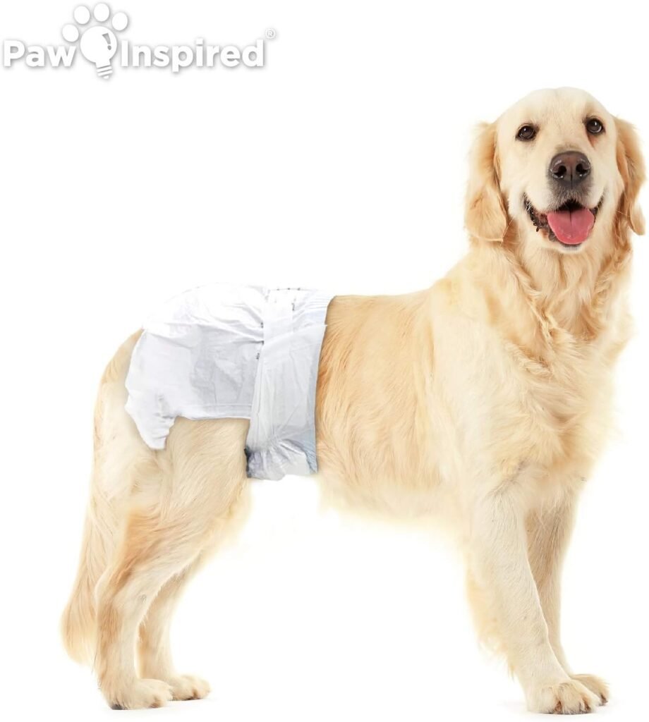 Paw Inspired 32ct Disposable Dog Diapers | Female Dog Diapers Ultra Protection | Diapers for Dogs in Heat, Excitable Urination, or Incontinence (Medium)