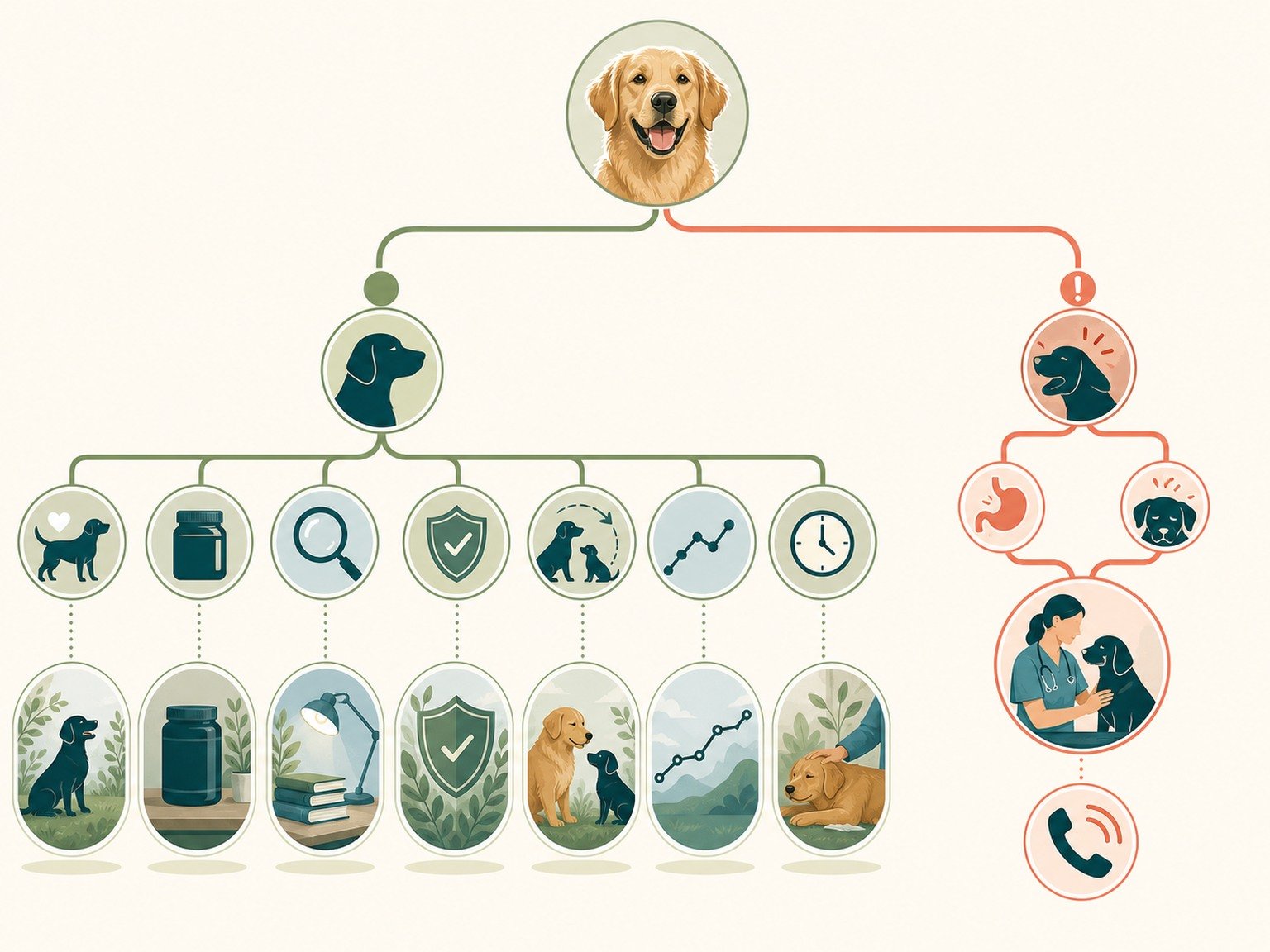 A text-free decision map separates routine supplement questions from urgent exposure concerns.