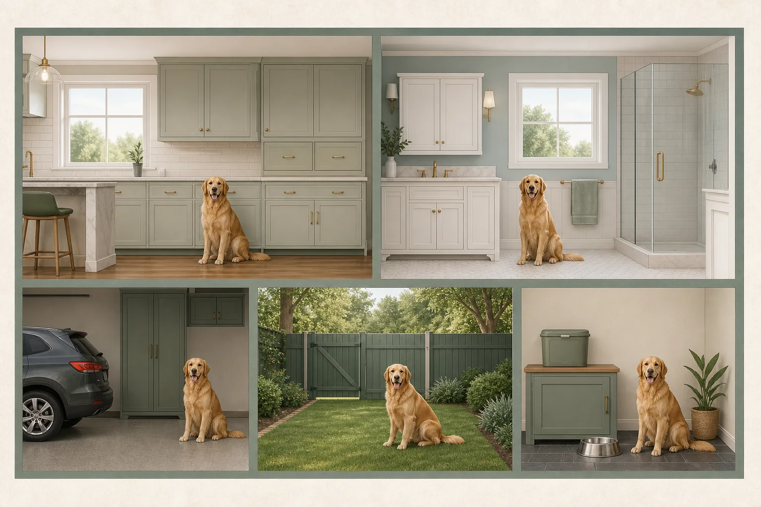 Home exposure-prevention audit across kitchen, bathroom, garage, yard, and pet-feeding areas