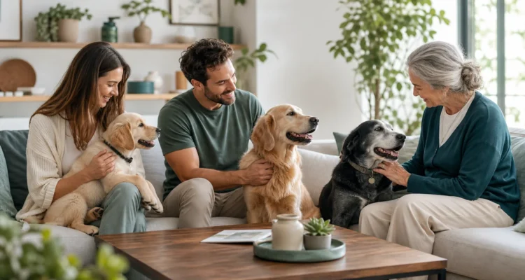 Healthy Paws Essentials scene illustrating life-stage wellness planning for dogs