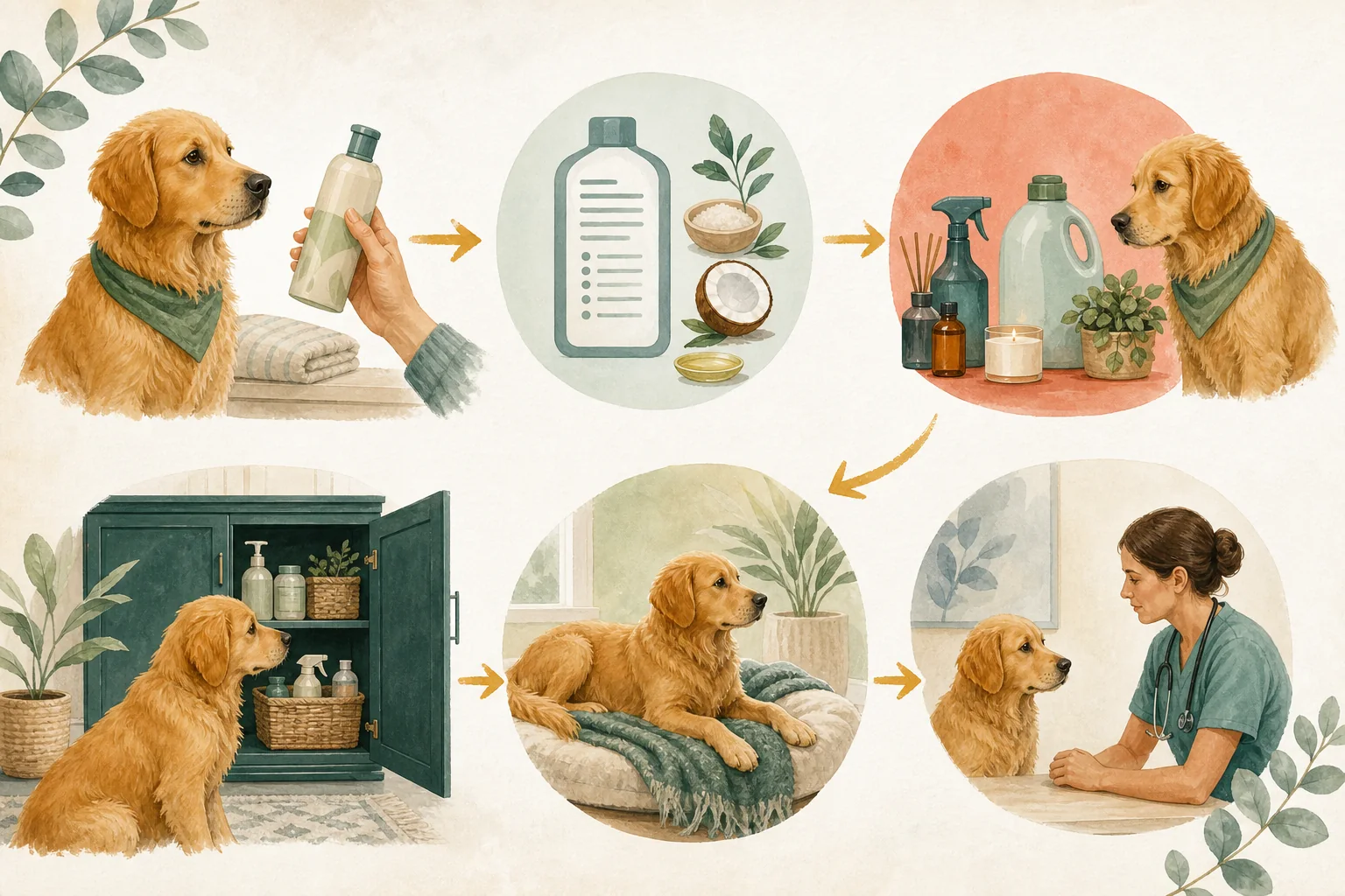 Illustrated owner guide for reading dog food and treat ingredients to avoid hidden toxins