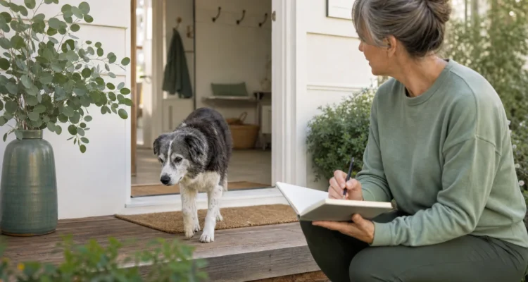 Healthy Paws Essentials scene illustrating early energy and routine changes in senior dogs