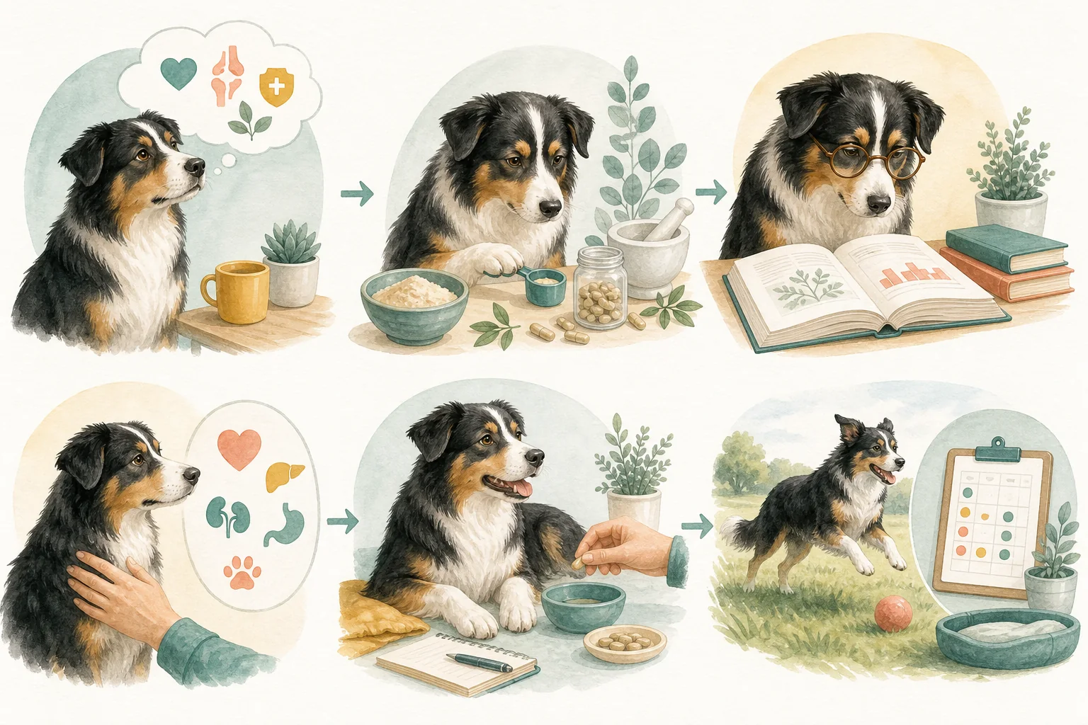 Illustrated owner guide for methodical supplement review for dogs