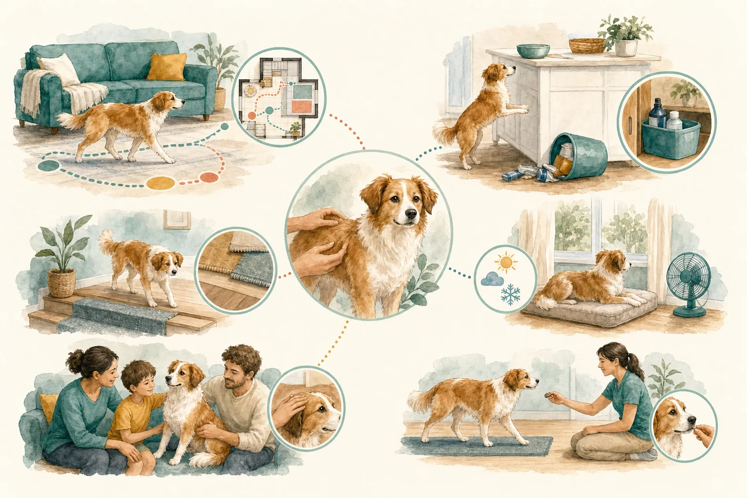 Illustrated owner guide for biweekly skin and coat check for dogs