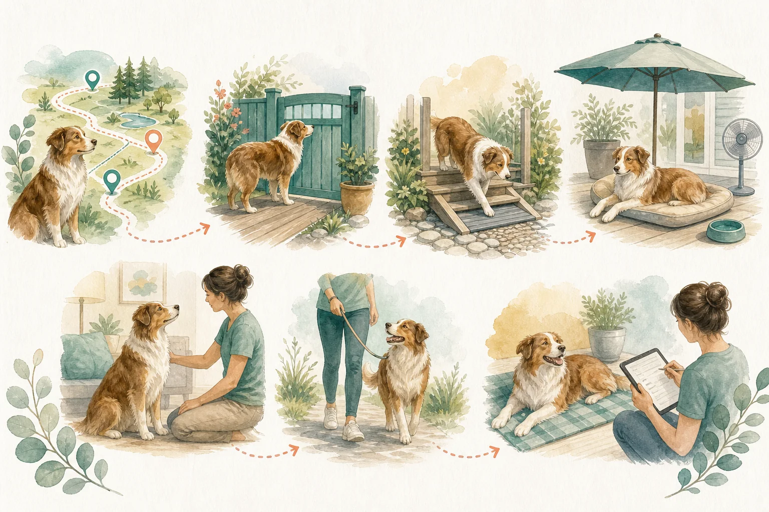 Illustrated owner guide for visual skin and coat check for parasite risk in dogs