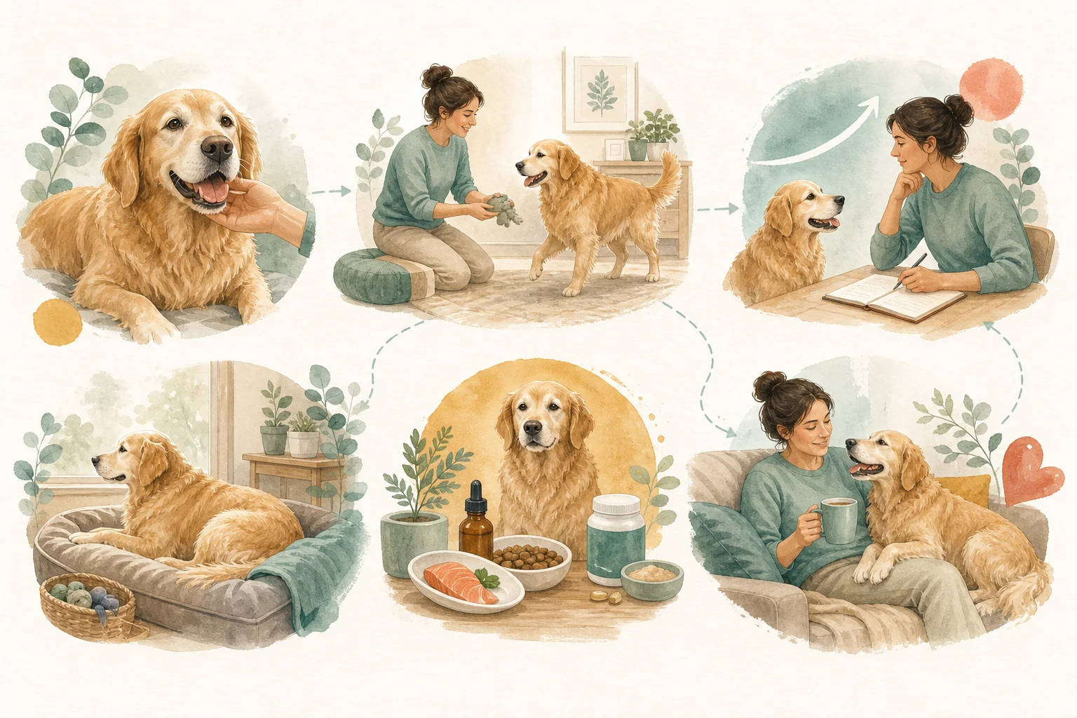 Illustrated owner guide for practical dental care plan for busy dog owners