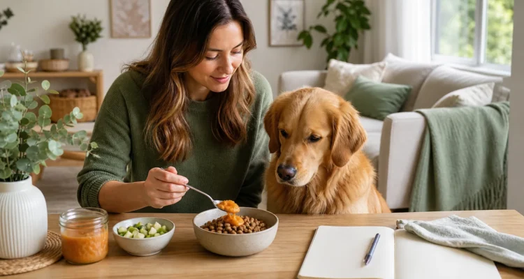 Healthy Paws Essentials scene illustrating simple gut health plan for dogs