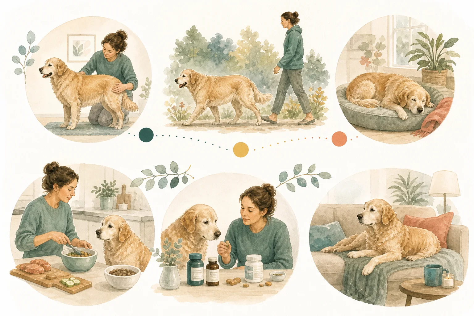 Illustrated owner guide for simple record-keeping plan for dog weight and body condition
