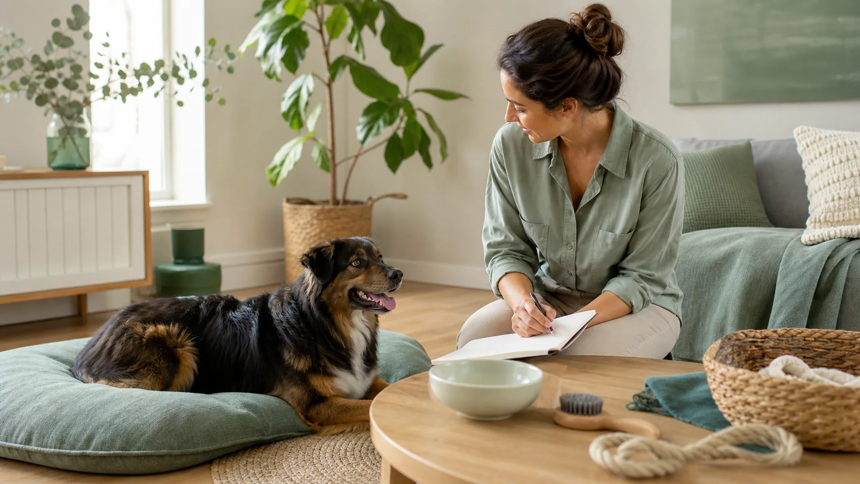 Healthy Paws Essentials scene illustrating applying the five domains of animal welfare to your dog’s daily life at home
