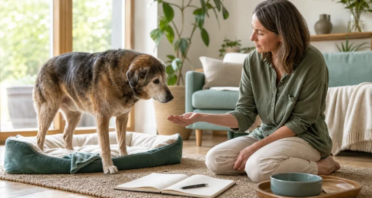 Healthy Paws Essentials scene illustrating supporting agency and choice in senior dogs at home