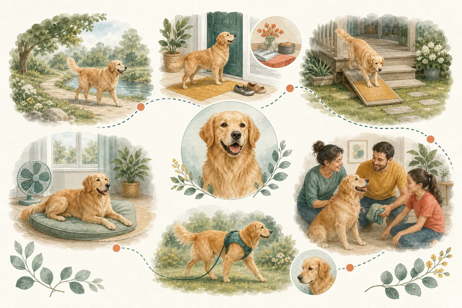 Illustrated owner guide for monthly skin and coat journal for dogs
