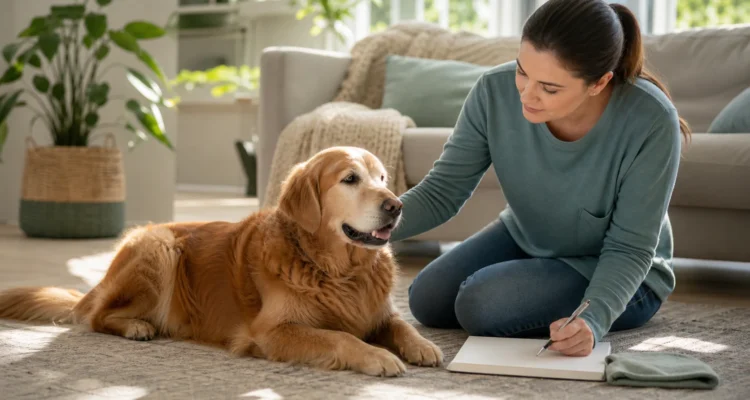 Healthy Paws Essentials scene illustrating household monitoring of your dog’s breathing rate at home