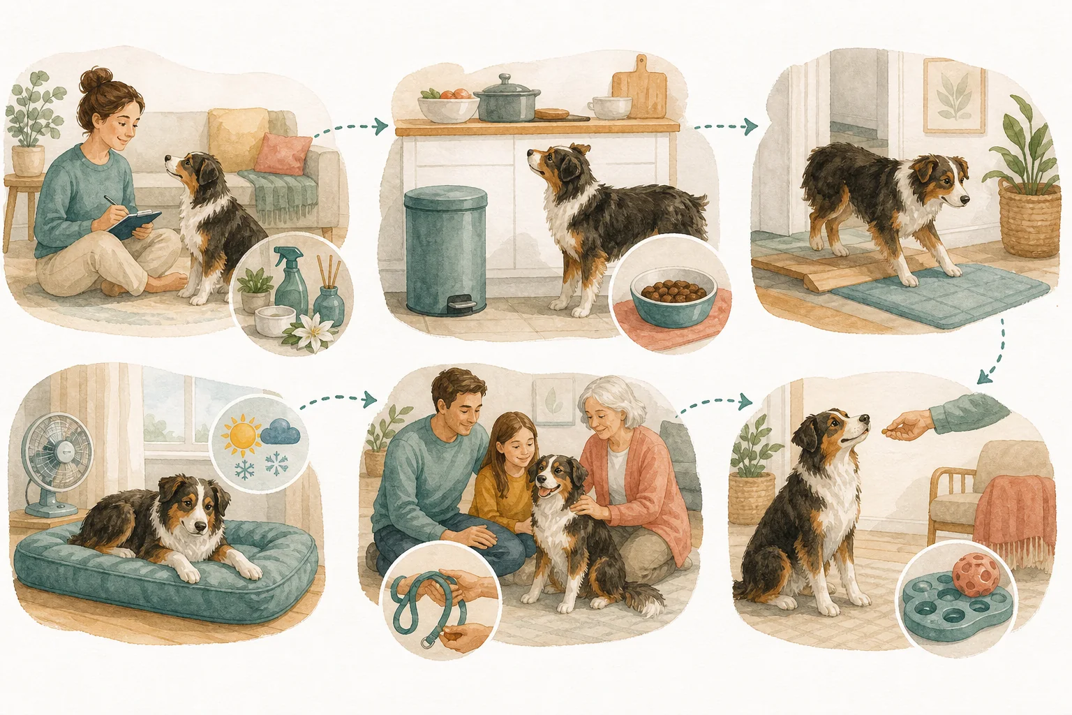 Illustrated owner guide for routine at-home toxin and food-safety review for dogs