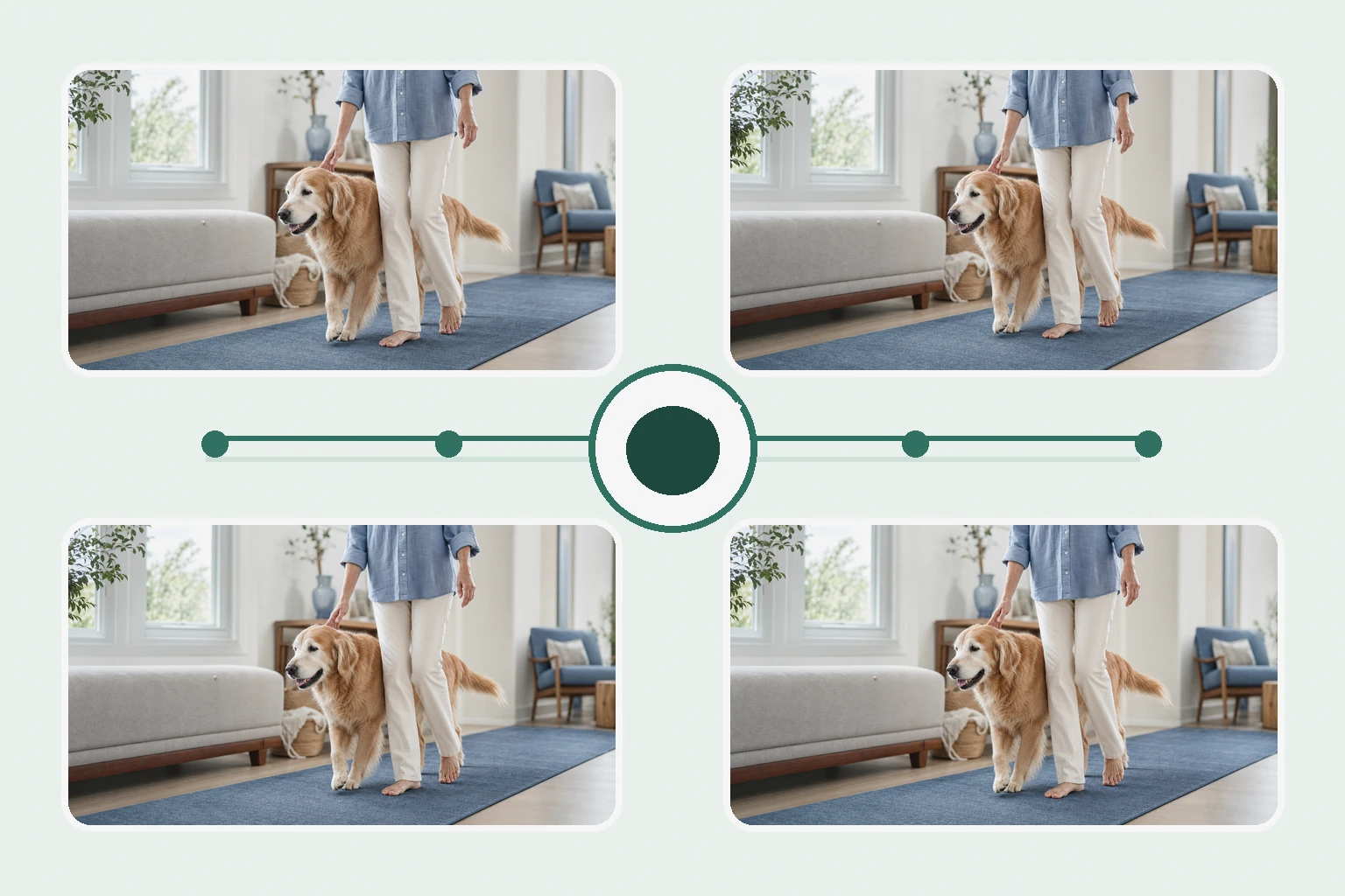 Illustrated owner guide for noticing subtle joint-related changes in large-breed senior dogs at home