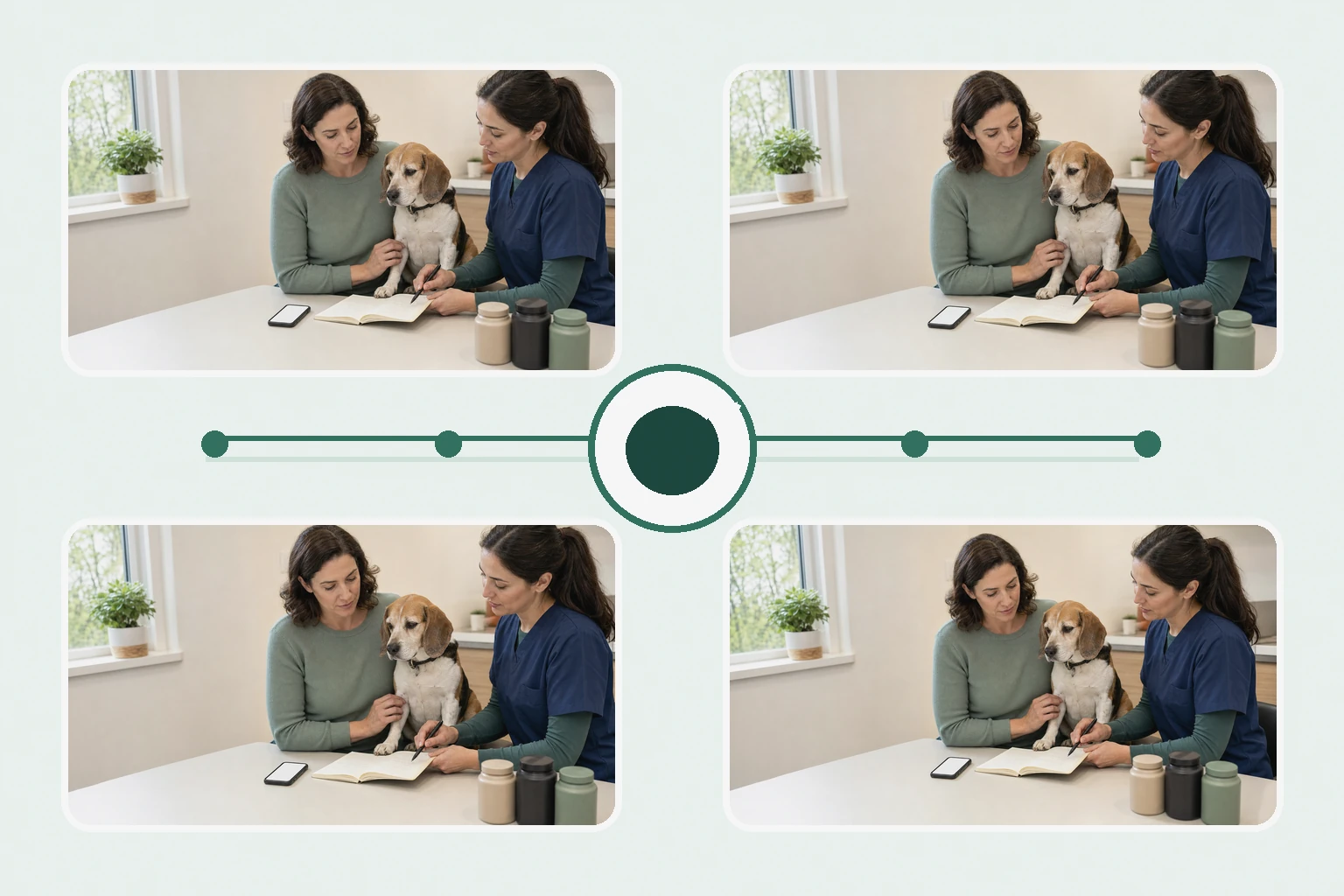 Illustrated owner guide for quarterly seasonal supplement alignment worksheet for dogs