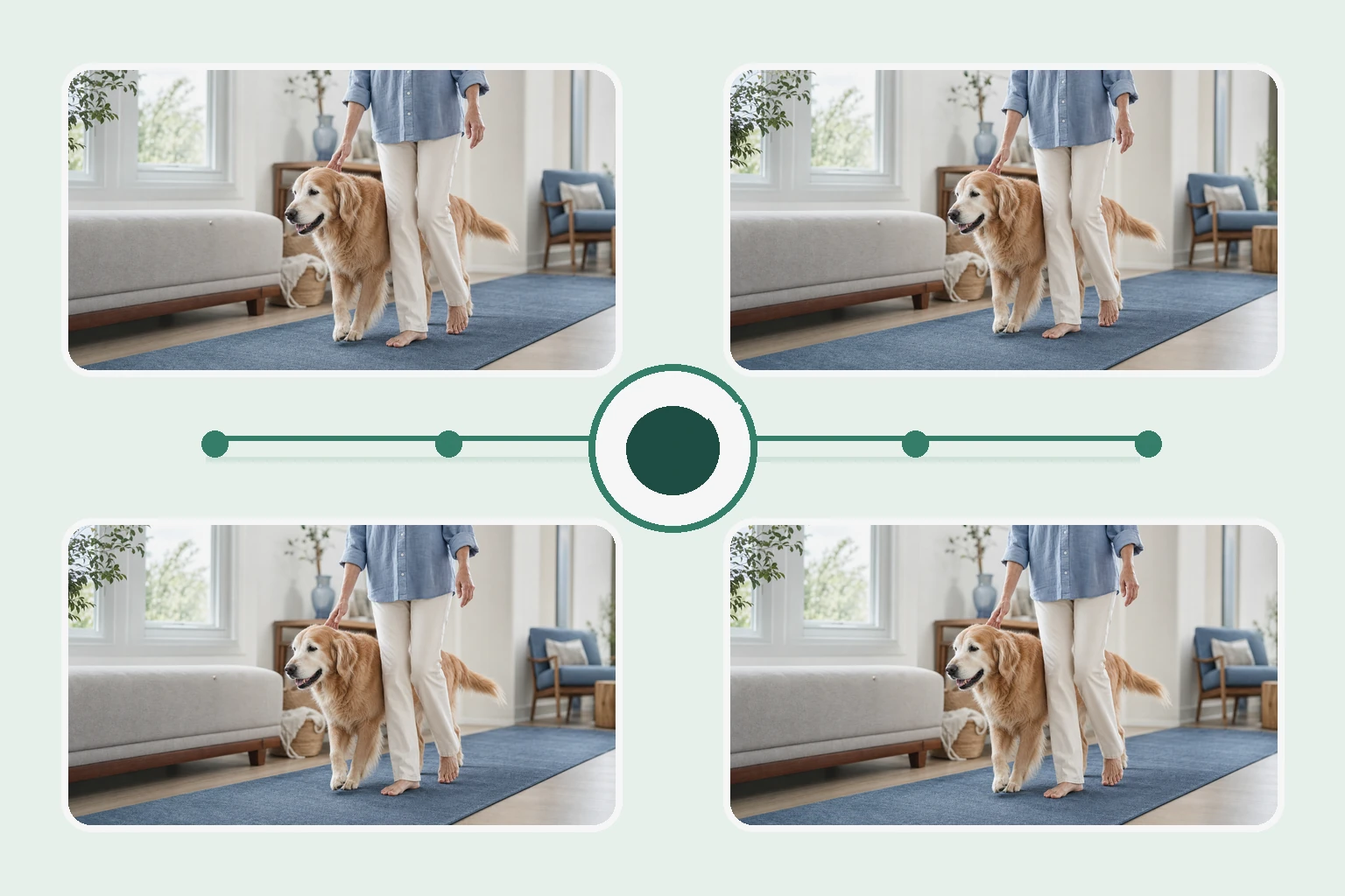 Illustrated owner guide for one-page multi-pillar tracking sheet for senior dogs at home