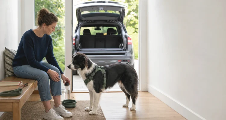 Healthy Paws Essentials scene illustrating aligning seasonal events with gut, joint, calming, and dental routines for adult dogs