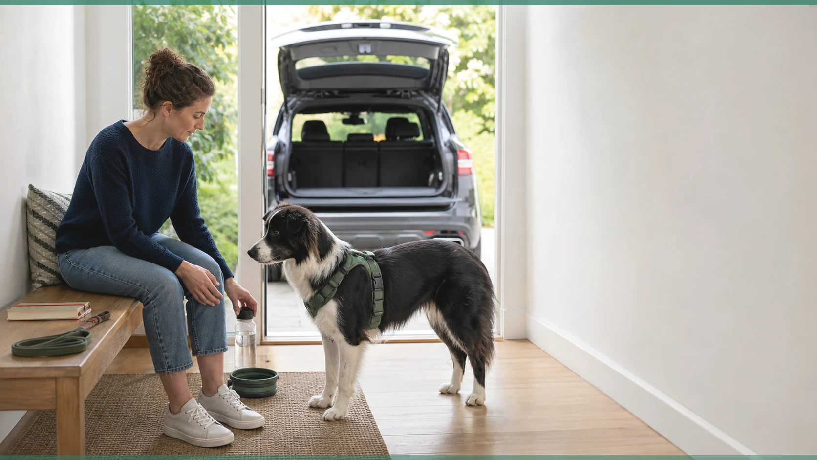 Healthy Paws Essentials scene illustrating seasonal event worksheet for integrating gut, joint, calming, and dental routines for dogs