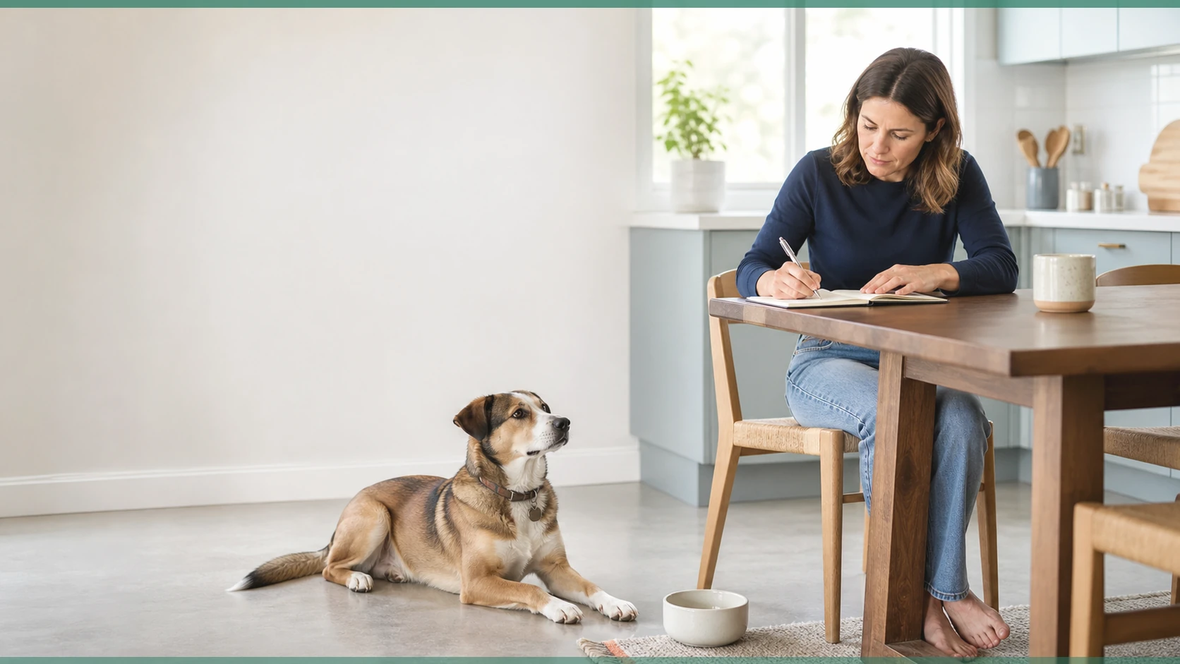 Healthy Paws Essentials scene illustrating year-round life-stage wellness and safety planner for dogs by season