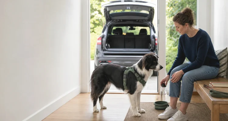 Healthy Paws Essentials scene illustrating tracking gut health changes during seasonal diet or treat changes for adult dogs