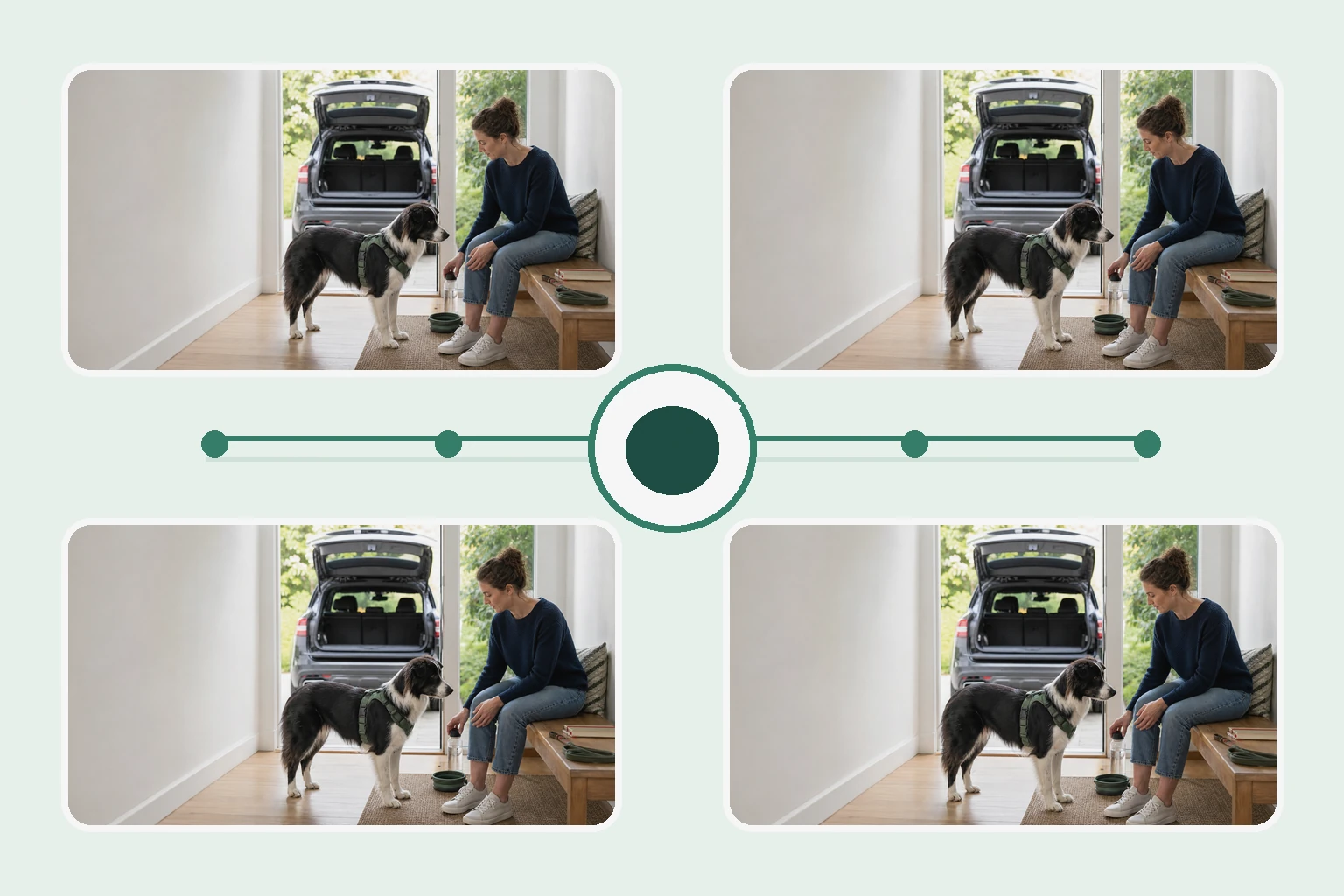 Illustrated owner guide for tracking gut health changes during seasonal diet or treat changes for adult dogs