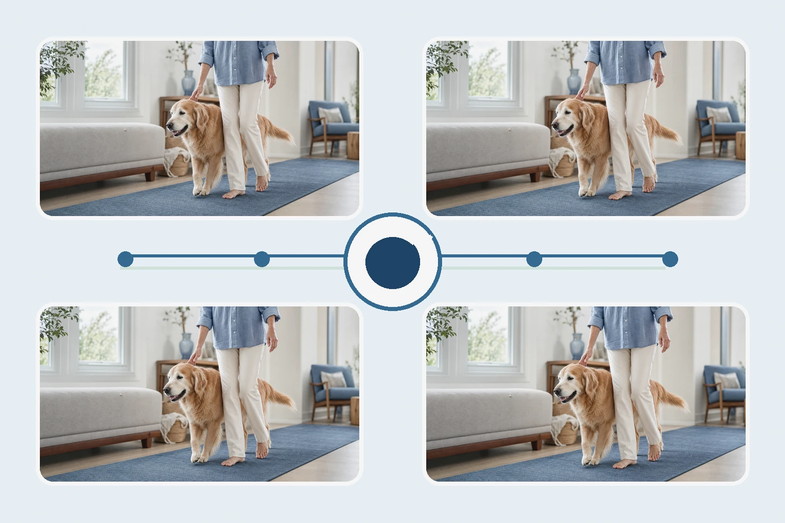 Illustrated owner guide for tracking joint comfort and mobility changes in adult dogs around seasonal events