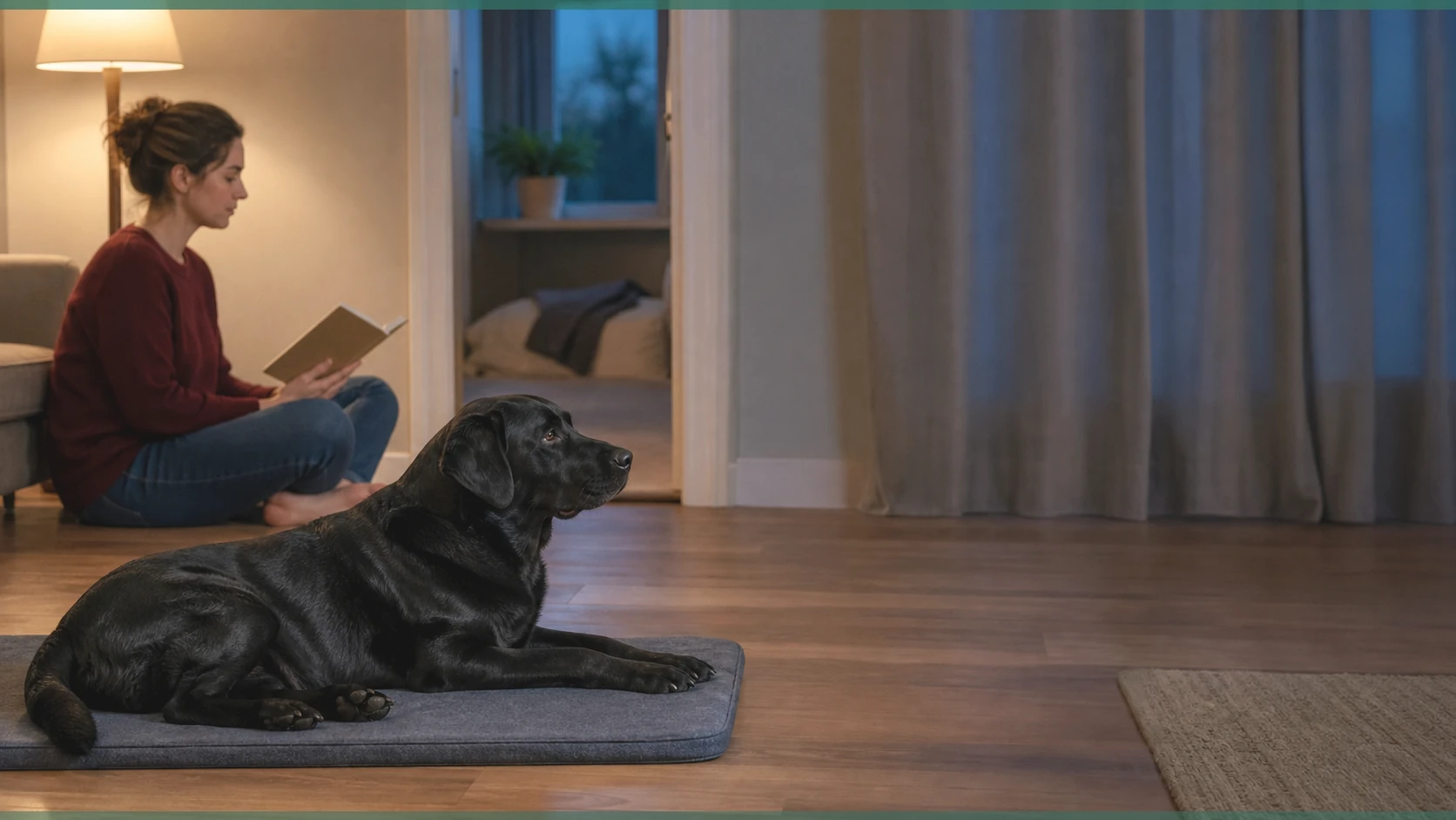 Healthy Paws Essentials scene illustrating tracking subtle anxiety changes around major household changes for dogs