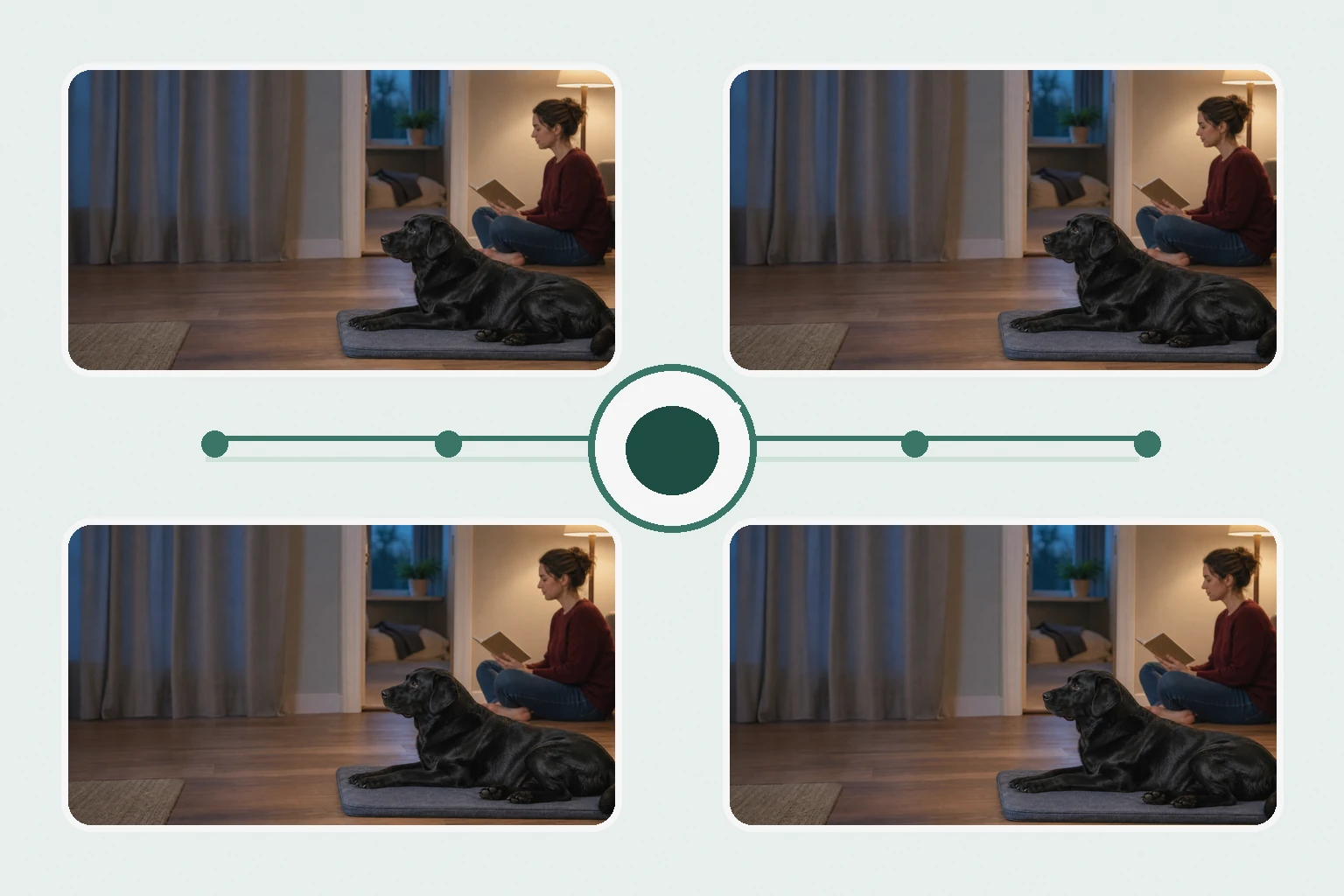 Illustrated owner guide for tracking subtle anxiety changes around major household changes for dogs