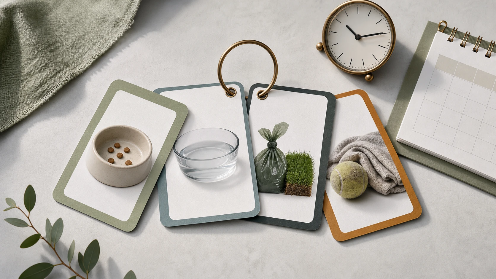 Four visual observation cards represent food, water, bathroom routine, and whole-dog energy over time.