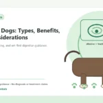 Custom Healthy Paws Essentials illustration for Fiber for Dogs: Types, Benefits, and Considerations, showing a dog and a vet-first care planning concept.