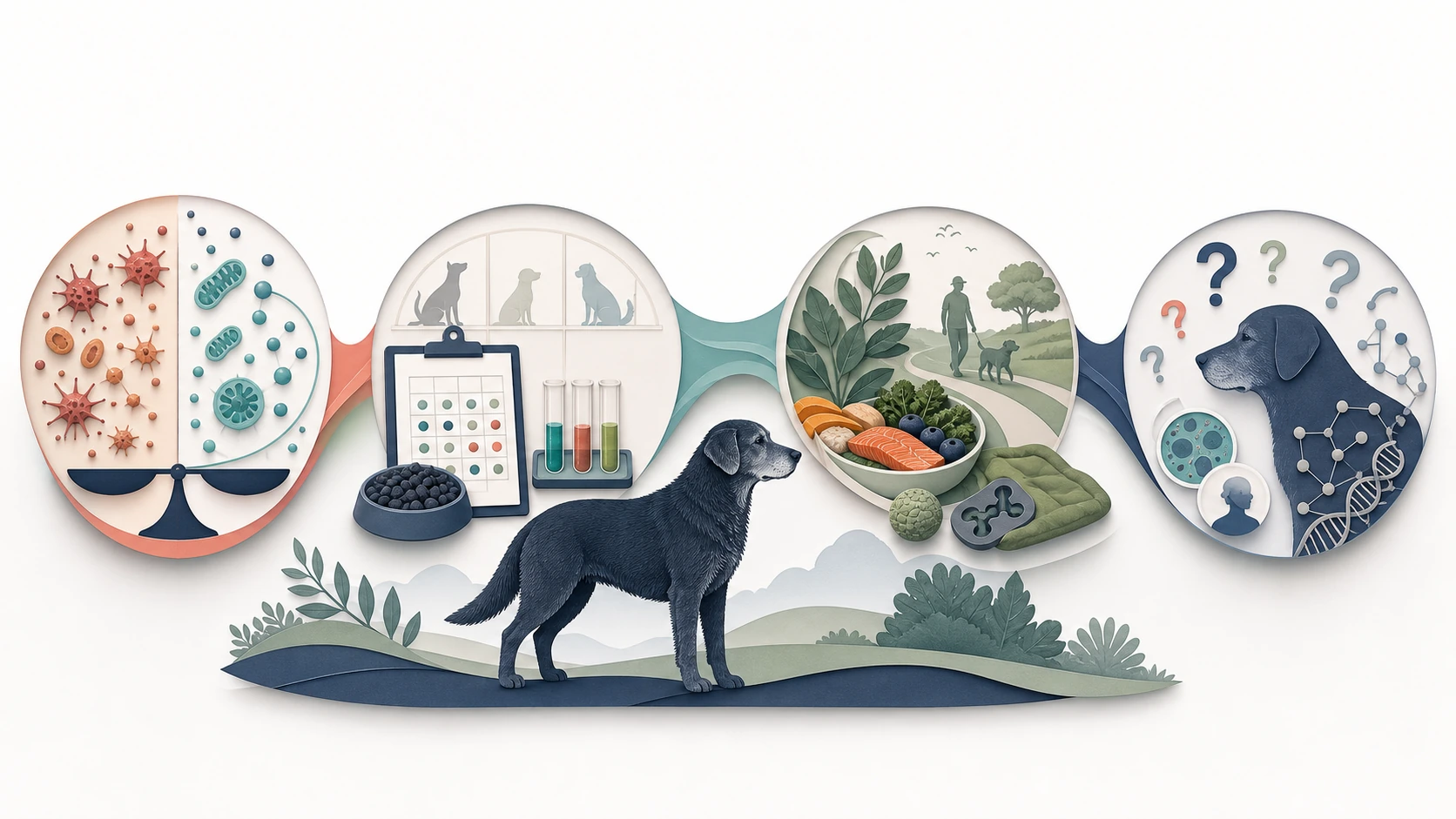 Editorial evidence map separates oxidative stress biology, canine diet studies, whole-diet context, and unanswered questions.