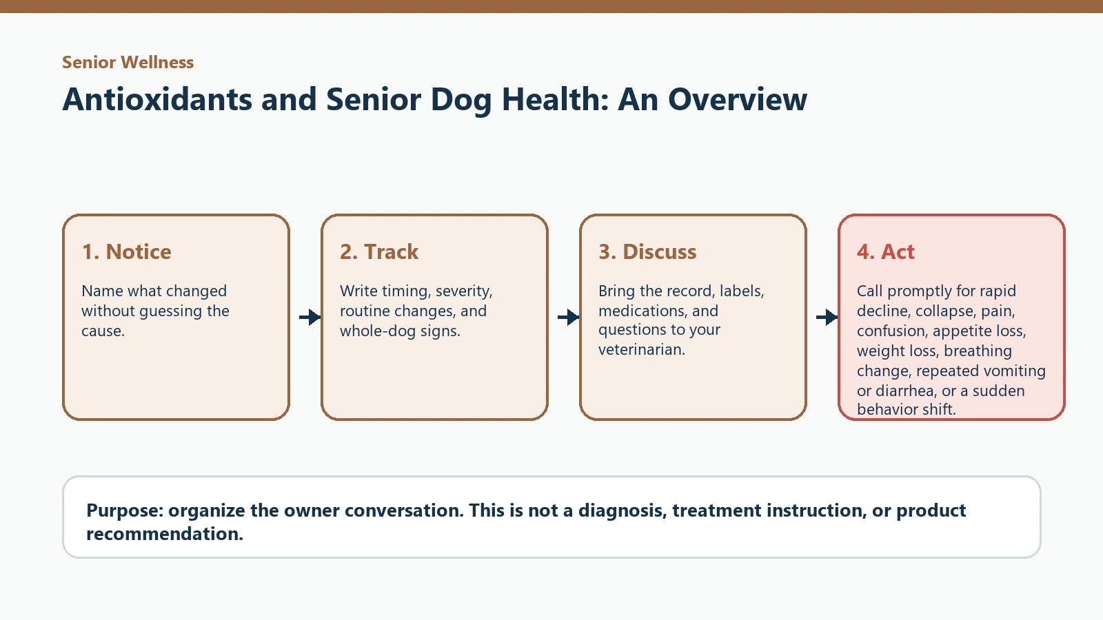 Decision pathway for Antioxidants and Senior Dog Health: An Overview.