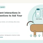 Custom Healthy Paws Essentials illustration for Supplement Interactions in Dogs: Questions to Ask Your Vet, showing a dog and a vet-first care planning concept.