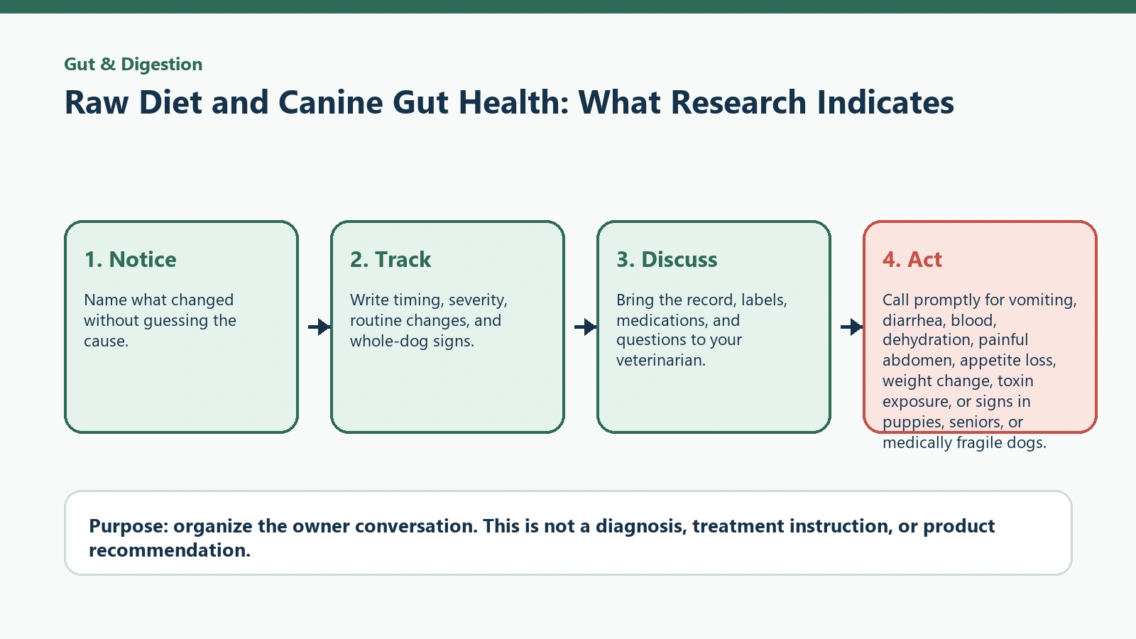 Decision pathway for Raw Diet and Canine Gut Health: What Research Indicates.