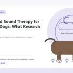 Custom Healthy Paws Essentials illustration for Music and Sound Therapy for Anxious Dogs: What Research Says, showing a dog and a vet-first care planning concept.