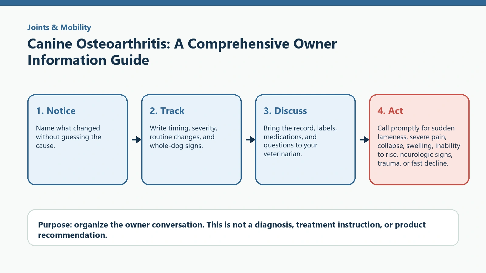 Decision pathway for Canine Osteoarthritis: A Comprehensive Owner Information Guide.