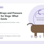 Custom Healthy Paws Essentials illustration for Anxiety Wraps and Pressure Products for Dogs: What Evidence Exists, showing a dog and a vet-first care planning concept.