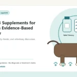 Custom Healthy Paws Essentials illustration for Omega-3 Supplements for Dogs: An Evidence-Based Overview, showing a dog and a vet-first care planning concept.