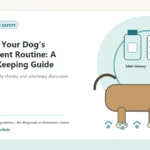 Custom Healthy Paws Essentials illustration for Tracking Your Dog's Supplement Routine: A Record-Keeping Guide, showing a dog and a vet-first care planning concept.
