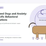Custom Healthy Paws Essentials illustration for Large-Breed Dogs and Anxiety: Size-Specific Behavioral Considerations, showing a dog and a vet-first care planning concept.