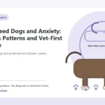 Custom Healthy Paws Essentials illustration for Small-Breed Dogs and Anxiety: Common Patterns and Vet-First Guidance, showing a dog and a vet-first care planning concept.