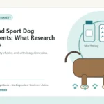 Custom Healthy Paws Essentials illustration for Active and Sport Dog Supplements: What Research Examines, showing a dog and a vet-first care planning concept.