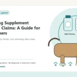 Custom Healthy Paws Essentials illustration for Evaluating Supplement Research Claims: A Guide for Dog Owners, showing a dog and a vet-first care planning concept.