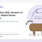 Custom Healthy Paws Essentials illustration for Dog Anxiety FAQ: Answers to the Most-Asked Owner Questions, showing a dog and a vet-first care planning concept.