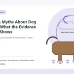 Custom Healthy Paws Essentials illustration for Common Myths About Dog Anxiety: What the Evidence Actually Shows, showing a dog and a vet-first care planning concept.